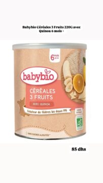 BABYBIO Céréales 3 Fruits 220G avec Quinoa 6 mois +