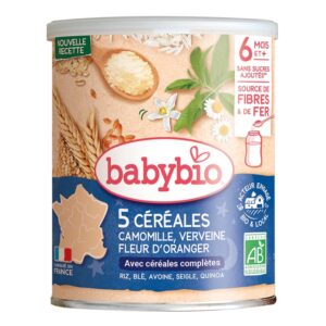 BABYBIO 5 Céréales Verveine Fleur d’Oranger Camomille 220G