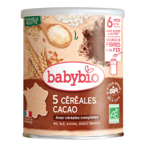 BABYBIO 5 CEREALES CACAO 220G 6 mois +