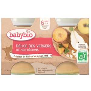 BABYBIO PETIT POT DELICE DES VERGERS 2* 130G. 6 mois +
