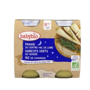 BABYBIO bonne nuit panais, haricots verts, riz 2x200g.   8 mois +