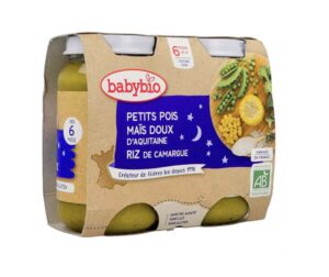 BABYBIO Bonne Nuit Petits Pois Mais Riz 2*200g.   6 mois +