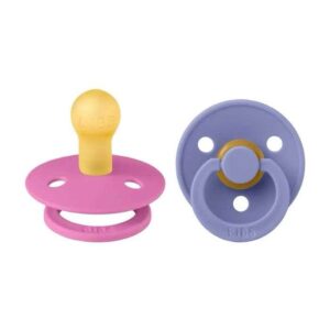 BIBS COLOUR NATURAL RUBBER 2 SUCETTES RONDE PERI ET BUBBLEGUM SIZE 1