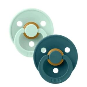 BIBS SET DE 2 SUCETTES SIZE 2 6 MOIS + VERT NATURAL RUBBER ROUND