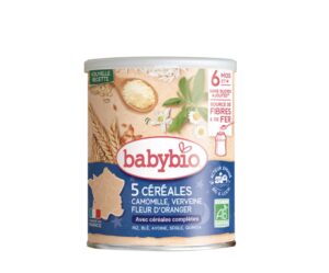 BABYBIO 5 CEREALES VERVEINE FLEUR D'ORANGER CAMOMILLE 220G
