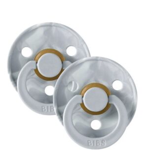 BIBS Lot de 2 Sucettes Rondes - Gris/Ivoire
