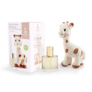 SOPHIE LA GIRAFE EAU DE SOIN PARFUMEE PARIS 0M+ 50 ML + SOPHIE JOUET PELUCHE DOUX 17 CM ( bébé)