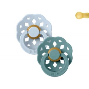 Offre liquidation Set 2 tétines bibs boheme blue/island sea ( 0-6 mois ) ronde