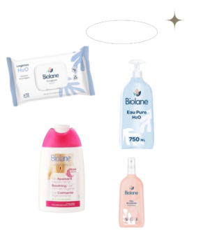 Offre liquidation Pack biolane must have ( eau pure 750 ml full size + gel intime + lingette +eau de toilette rose 200 ml